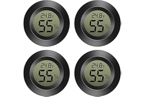 HYNNIO Mini Hygrometer, 4-Pack Small Digital Thermometer Hygrometer Monitor Indoor Outdoor Humidity Meter Gauge for Car Greenhouse Home Basement