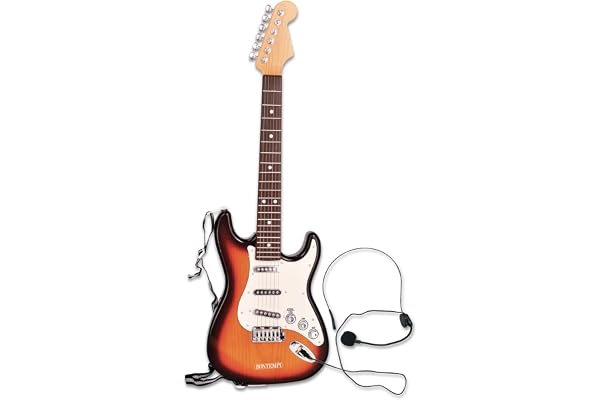 Bontempi | Rock on – Guitare Rock Électronique sans Fil avec Micro, Sangle de Transport et Morceaux Préenregistrés, 67 cm
