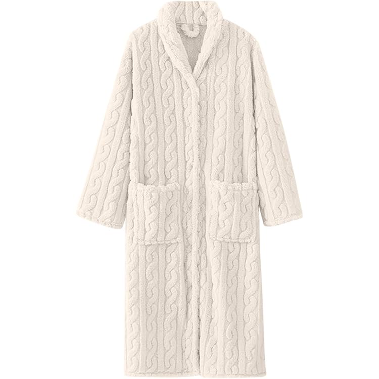 Robe De Chambre Femme Longue En Polaire - Douce, Chaude, Avec Poch - Taille S-3XL, Lavable Machine - Idéale Grossesse - 3