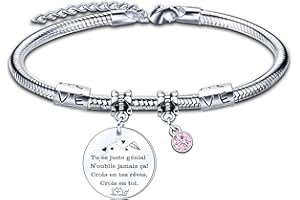 LUODAN Bracelets pour Amitié,Femme Bracelet Cadeau,Fais de Ta Vie un Rêve et Tes Rêves une Réalité de meilleurs amis,Petit amie Soeur Tante Cadeau,Cadeau Noël, Cadeau d'anniversaire