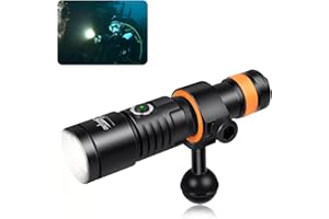 ORCATORCH D530V Lampes de Plongée Rechargeable, 1200 Lumen Lampe Vidéo de Plongée sous Marine 140 Degrés Super Grand Angle de Faisceau, 150 Mètres sous l'eau avec Fonction de Verrouillage de Sécurité