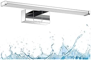 LVWIT Lámpara de Espejo para Baño 40cm de 8W 640LM, Blanco Neutro 4000K, Acero inoxidable IP44, Abrazadera en el Espejo/Gabinete/Pared 400mm, Equivalente a 50W.