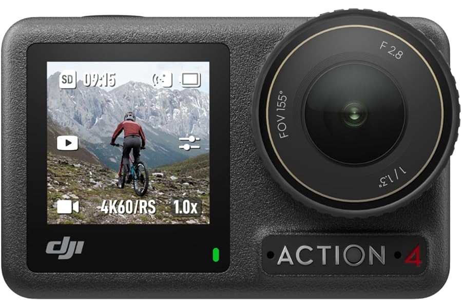 DJI Osmo Action 4 Essential Combo, Action Camera 4K/120fps with a 1/1.3-Inch Sensor, Stunning Low-Light Imaging Underwater Camera, 10-bit & D-Log M Color Performance Vlogging Camera, 1770mAh Battery