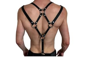 BDSMJOY Arnés de pecho punk para hombre, correa de pecho, correa de pecho, ropa gótica ajustable, vendaje de esclavo sexy, disfraz, cosplay, disfraz de espectáculo nocturno, ropa de club