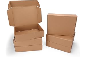 HORLIMER 30,5x22,9x7,7 cm Cajas de Carton con Tapa para Envios de Paquete, 6 Pack, Cajitas de Papel Kraft para Regalo o Embalaje, Marrón