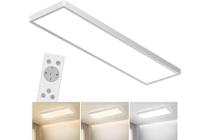 Bowfar Plafón LED rectangular con mando a distancia, atenuador 3000K-6500K, luminaria de techo LED ultrafino, 4000LM 40W con retroiluminación para salón, dormitorio, oficina, 80 x 25 x 3,3 cm, color