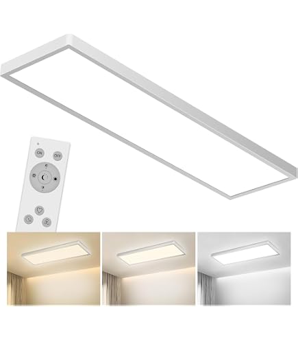 Lindby LED Deckenleuchte Luay Dimmbar Mit Leselampe | 80x30 Cm Panel, 26W, 3000K-6000K | Inkl. Fernbedienung & 3 Lichtstufen | Für Küche, Flur, Büro