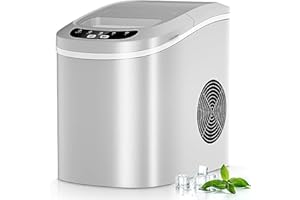 GOPLUS Kostkarka do lodu o pojemności 12 kg w ciągu 24 godzin, 2 rozmiary kostek lodu i zbiornik na wodę o pojemności 2,2 l, łopatka do lodu, przygotowanie w 6-13 minut, 24 x 36 x 33 cm (srebrna)