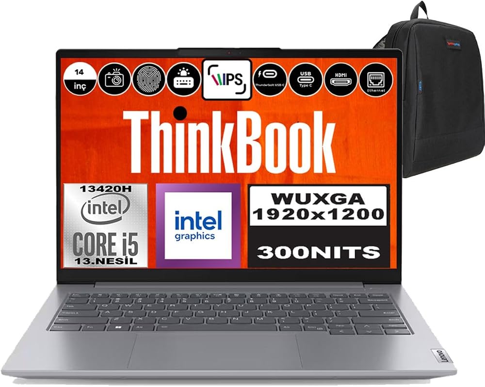 Lenovo Thinkbook 14 G6 Irl Intel Core I5 13420H 16GB Ddr5 512GB SSD 14" Wuxga 300NITS IPS Windows 11 Pro Taşınabilir Bilgisayar 21KG00UCTRP01 + Zetta Çanta