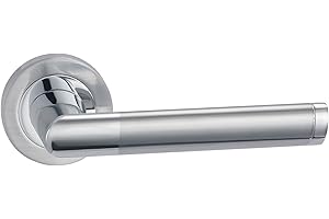 FORTESSA-HANDLES Fortessa Aztec Series Contemporary Design Door Lever/Door Handle with Satin Chrome and Polished Chrome Dual Finish