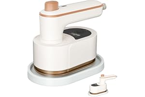 NICEJOOE Travel Iron Foldable Handheld Mini Lightweight Compact Travel Steam Iron, Ceramic Nonstick Soleplate, 180° Rotating Handle Iron, 2-in-1 Portable Steam Iron for Home and Travel (White)