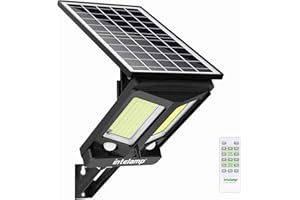 ‎INTELAMP INTELAMP Solarlampen für außen mit Bewegungsmelder mit Fernbedienung, 12500mAh 3000LM Solarleuchten für außen Beleuchtung für Terrasse,Garage,Straßen, IP65 Wasserdicht