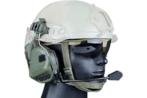 AQzxdc Auriculares tácticos para casco, para juegos de combate CS, Airsoft, cancelación de ruido, micrófono, anillo remoto, PTT, seguridad militar, orejera, color verde