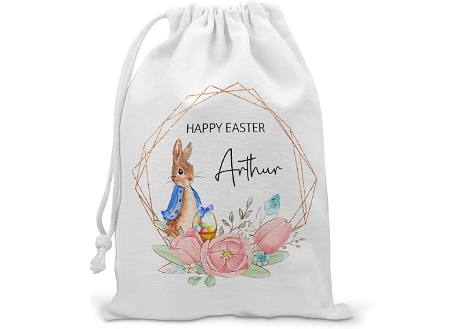 Personalised Easter Bag, Custom Easter Gift Bag, Easter Egg Sack, Easter Bunny Treat Bag, Easter Decoration, Kids Easter Egg