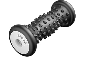 BESKAR Rouleau Massage Pied pour la Voûte Plantaire - Acupression Réflexologie Masseur pieds Dur en Silicone pour la Fasciite Plantaire Récupération et Muscles Tendus Noeuds (Noir de Carbone)