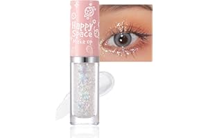 GEEWHILE Liquid Glitter Eyeshadow, Shimmer Diamond Eye Shadow Waterproof Long Lasting Eye Shadows, Highly Pigmented Sparkly Liquid Eyeliner, Quick Drying Blendable Eyes Makeup for Women