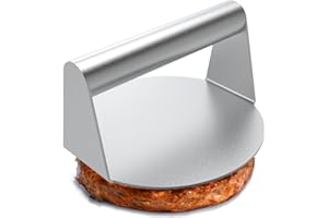CCHONG Stainless Steel Smash Burger Press Cast Iron Burger Smasher for Griddle and Grill Hamburger Press Tortilla Press Sandwich Press with Wooden Handle (Round, Stainless Steel Handles)