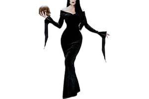 LUYANA Addams Family Halloween Costumes for Adult Women Off Shoulder Wednesday Dress