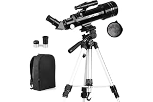 Tuword Teleskop Astronomie 70/400mm Refraktor Teleskop für Erwachsene Anfänger mit 5x24 Sucherfernrohr und Aluminiumstativ Tragbares Teleskop mit Rucksack