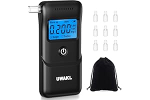 UWAKL Alkoholtester Polizeigenau Professioneller Alcohol Tester: Hochpräziser Promillemessgerät mit 10 Mundstücken - Tragbarer Promilletester mit Digitalem LCD-Anzeige - Atemalkoholtester Heim Partygebrauch