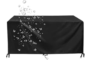 HOLEILUCK Housse De Salon De Jardin Exterieur 340x180x100cm/LxWxH Housses Table De Jardin Rectangulaire /Carré Robuste Tissu Oxford 420d Résistance Au Vent, Anti-Uv Protege Table Jardin Exterieur -Noir