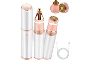 OMCGG 2 en 1 Depiladora Cara para Mujeres, USB Recargable Afeitadora Facial Depiladora con Cabezales Intercambiables Luz LED Cejas Eléctrica Mujer para Cara y Cejas Juega Menton