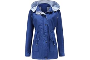 YFFUSHI Femme Manteau Imperméable Léger Blouson Hooded avec Ceinture Parka Coupe-Vent Respirant pour Printemp Automne