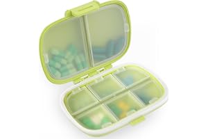 BoloShine Portapillole Settimanale, Porta Pastiglie Portatile da Viaggio con 8 Scomparti, Pocket Pharmacy Contenitore Pastiglie Giornaliero Resistente all'umidità (Verde)