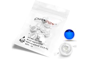 CHANZON 10 Stück High Power LED Chip on Board 3W Blau (400mA - 500mA/DC 3V - 3.4V/3 Watt) Superhelle Intensität SMD COB Licht Emitter Komponenten Diode 3 W Birne Lampe Perlen DIY Beleuchtung
