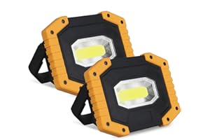 T-SUN Faro LED Ricaricabile 2000LM Faretto LED Batteria 3 Modalità Luci da Lavoro Ricaricabile Portatile con USB 30W Lampada da Lavoro per Officina, Campeggio, Garage, Pesca, Emergenza (2 pack)