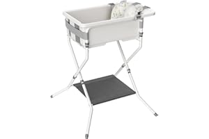 iNeibo Baby Badewanne mit Gestell Babybadewanne Faltbar Baby Wanne mit Einsatz Baby Bathtub Ergonomischem Sitz & Abfluss Babywanne Neugeborene 0–36 Monate Platzsparend & Rückenfreundlich Grau