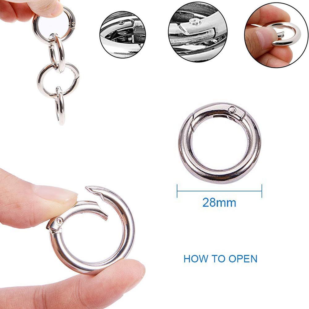 15 Mousquetons Ronds à Ressort - 32mm - Alliage Zinc - Pour Sacs, Porte-clés, Artisanat - Pack 15pcs