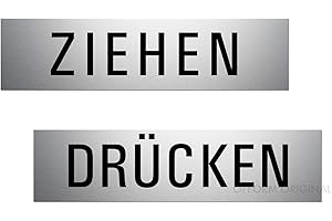 ‎OFFORM DESIGN Türschilder Ziehen - Drücken 160x40 mm 2er-Set Aluminium silbermatt-eloxiert selbstklebend Nr.28008-E