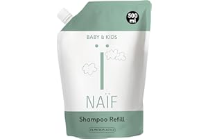 Naïf - shampoing soin - pour bébés et enfants - recharge - shampoing bébé aux ingrédients naturels - 100% vegan - 0% SLES - sans microplastiques, silicones et parabènes - 500 ml