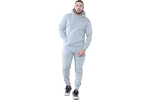 Fashionesta Flowk® Men’s Plain 2-Piece Tracksuit Set - Fleece Sweatshirt Hoodie and Jogging Bottoms, Winter Warm Loungewear with Kangaroo Pocket & Drawstring Waist, Plus Sizes S-XXL