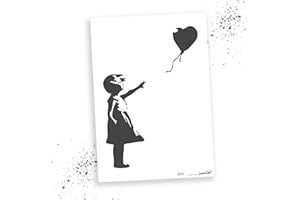 LaserCad Pochoirs BANKSY Streetart (B009, Baloon Girl, DIN A3) Stencil pour graffiti, aérographe, art, décoration, peinture