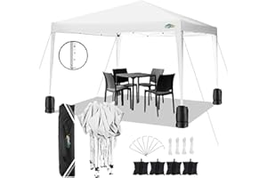 COBIZI Pavillon 3x3m Wasserdicht Pop Up Pavillon 3x3 faltbar Faltpavillon Gartenpavillon Partyzelt Faltzelt 3x3 höhenverstellbar Bierzelt mit 4 Sandsack（Weiss