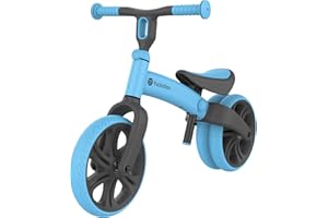 Yvolution 5024450 Vélo Junior Bleu, Guidon et siège réglables sur Plusieurs Niveaux, Anti-crevaison de 9", Roue Flexible pour Enfant à partir de 18 Mois, Noir