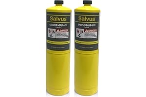 INTERGAS Salvus MAP-HTi Propylene Gas Cylinder 400g – High Purity >99.5% – Hotter Flame Blowtorch Fuel for Plumbing, Brazing, Welding, Soldering – CGA600 Torch Heads Compatible – Pack of 2