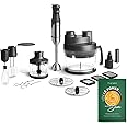 Springlane Kitchen Sam 800 W Stainless Steel Hand Blender Set, Immersion Stick, Container with Lid, Chopper, Whisk, Mixing & Dough Hook, Food Processor with Storage Bag