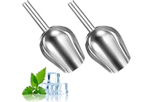 TULEBOLIAN 2 Pièces Pelle à Glace en Acier Inoxydable,Pelle à Farine,Pelle Alimentaire,Pelle de Boulangerie,19 * 6.5cm,Pelle à Sucre,Pelle Multifonction,Pour Cuisines, Bars, Buffets, Fêtes, Céréales