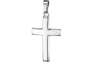 JEVELION Anhänger-Kreuz Silber-Kreuz für Damen, Herren und Kinder Kreuzanhänger 925 Sterling-Silber Kettenanhänger in gewölbter Form + Schmuck-Etui