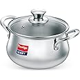 Prestige Glory Stainless Steel Handi(18cm,3L) with Glass Lid|Unique tri-ply Bottom|Oven (OTG Safe)|5 Years Warranty