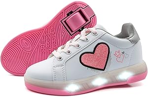 BREEZY ROLLERS Breezy Roller Lightheart | 2-1 Skate Trainer W Wheels Children’s Skates | Junior Style Shoe W Easy Click in Wheels Fit W EVA Ergonomic Insole | Easy For Beginners