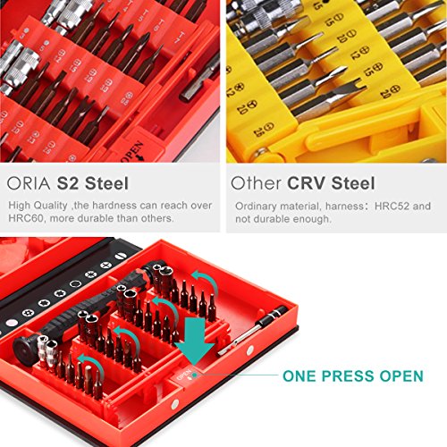 Oria Schraubendreher Set Magnetic Austauschbar Magnetverschluss Hardware Schraubendrehersatz Reparatur Werkzeug Kit für iPad, iPhone, Tablets, Laptops, PC, Brillen&Andere Geräte etc.(38 in 1) - 4