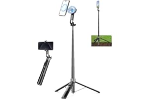 Victiv Stark Magnet iPhone Stativ, 178cm Magnetisches Handy Stativ mit Erdspieß mehr Stabilität für Golf, Aluminium Smartphone Stative für iPhone16/15/14/13 Pro, Mag-Safe, mit Metallring für Samsung
