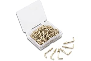 SPEEDWOX Lot de 100 crochets carrés à vis L, accessoires de fixation avec boîte de rangement pour la maison, le bureau et le lieu de travail