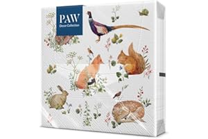 PAW DECOR COLLECTION PAW - Serviette Papier 3 Plis (33 x 33 cm) I Lot de 20 I Serviette de Table Papier Idéal pour les Anniversaires, les Journées Portes Ouvertes, les Fêtes de Jardin (Wilde Waldtiere)