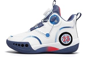 MEIJU Mateju Zapatillas Baloncesto para Niños, Botón Giratorio Zapatillas Baloncesto Niño Ocio, Unisex Antideslizante Zapatillas de Baloncesto Moda, Respirable Caña Alta Deportivos Niño