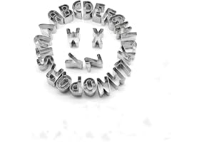 GENERI Molde de acero inoxidable Alfabeto, 26 cortadores de alfabeto, plata alfabeto, galletas, letras de formas A-Z molde en forma de Mini, cortador de galletas de acero